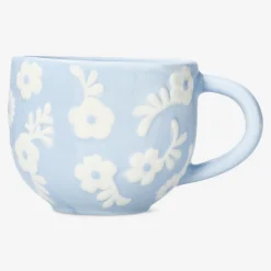 Hot Flying Tiger Blauer Becher mit weißen Blumen - 400 ml