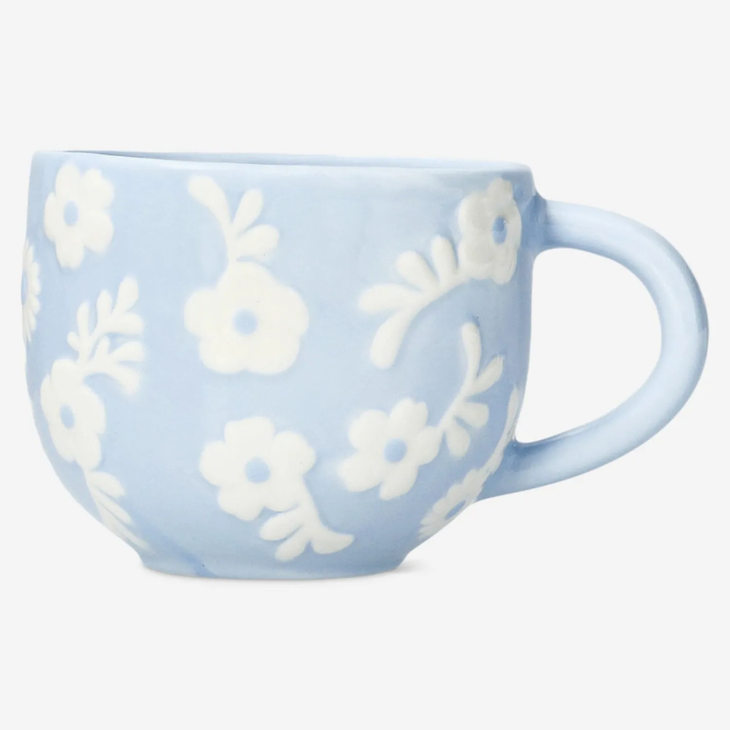 Hot Flying Tiger Blauer Becher mit weißen Blumen - 400 ml