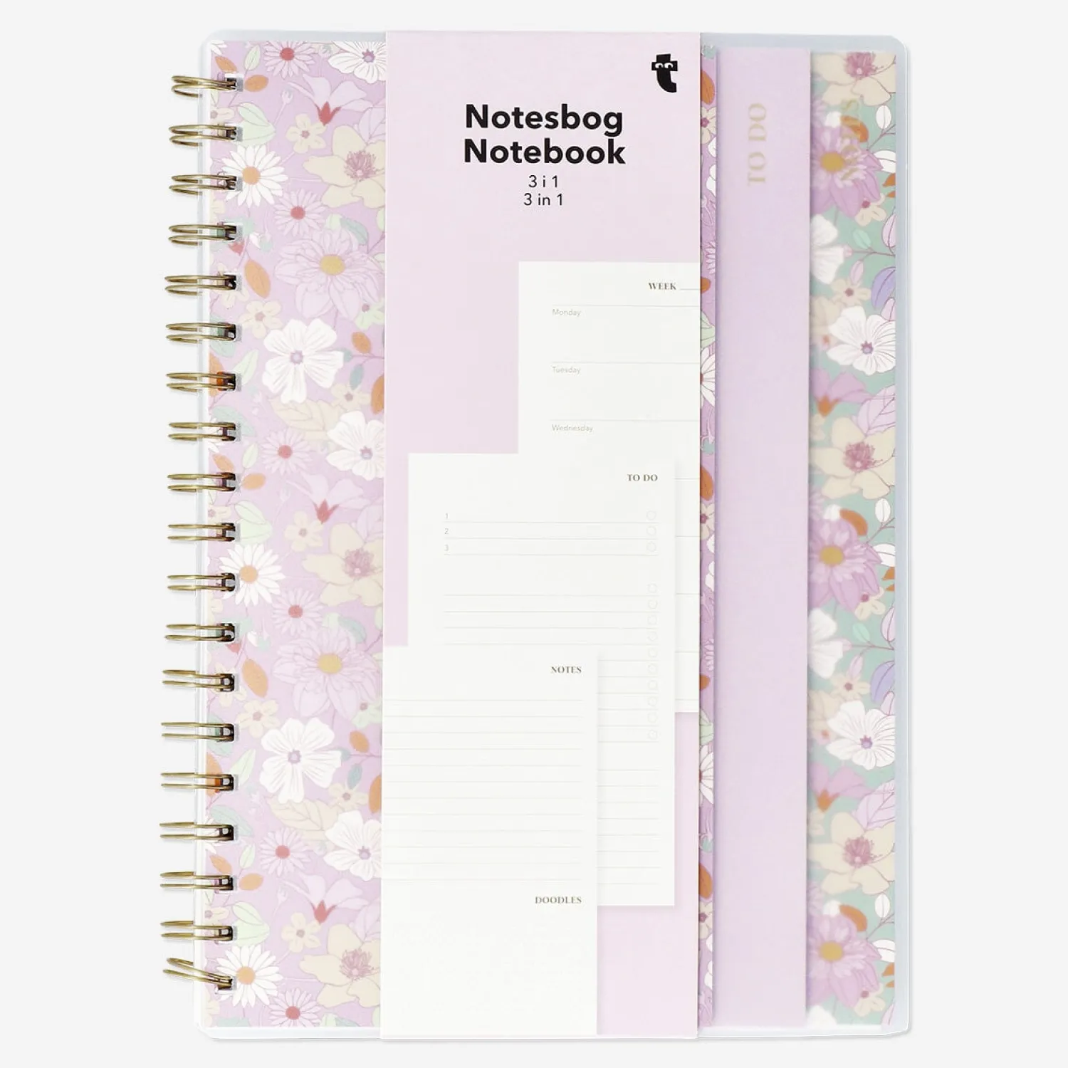 Sale Flying Tiger Florales 3-in-1-Notizbuch - Englisch