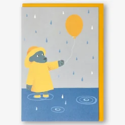 Outlet Flying Tiger Hund mit Ballon im Regen Karte mit Umschlag