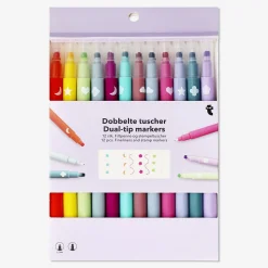 Best Flying Tiger Marker mit Doppelspitze, Fineliner und dekorative Stempel - 12 Stk